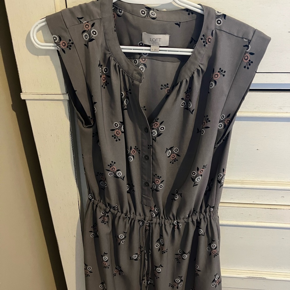 Loft gray midi dress for professional attire, size XS